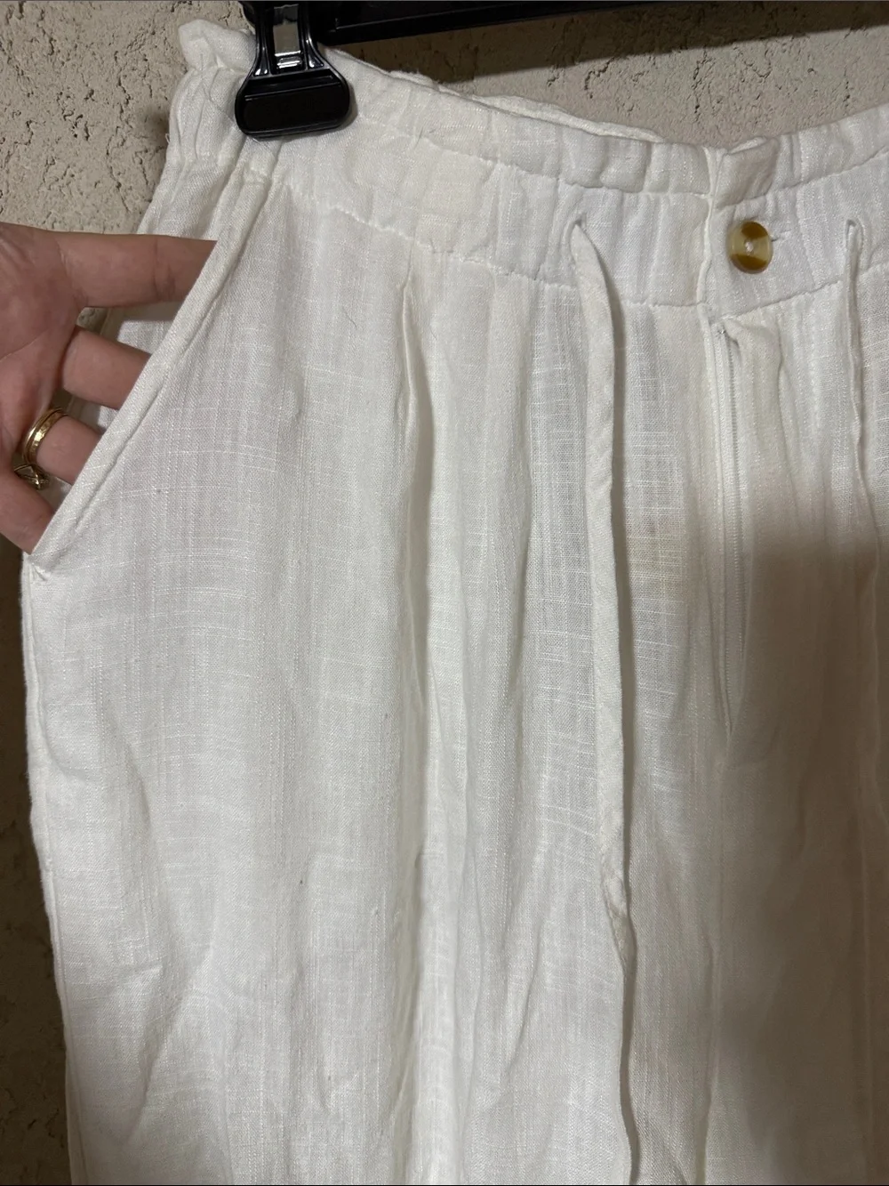 Men's White Linen Drawstring Pants